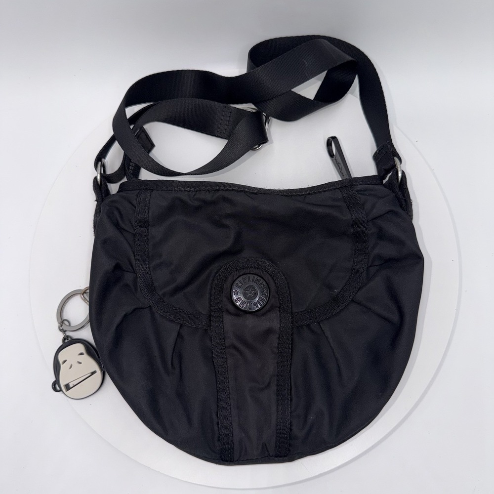 Kipling Women's Eneki Crossbody Black Small Nylon Bag Adjustable Strap Keychain - Picture 3 of 7